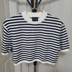 Navy and White Striped Crop Top by Michi Muse